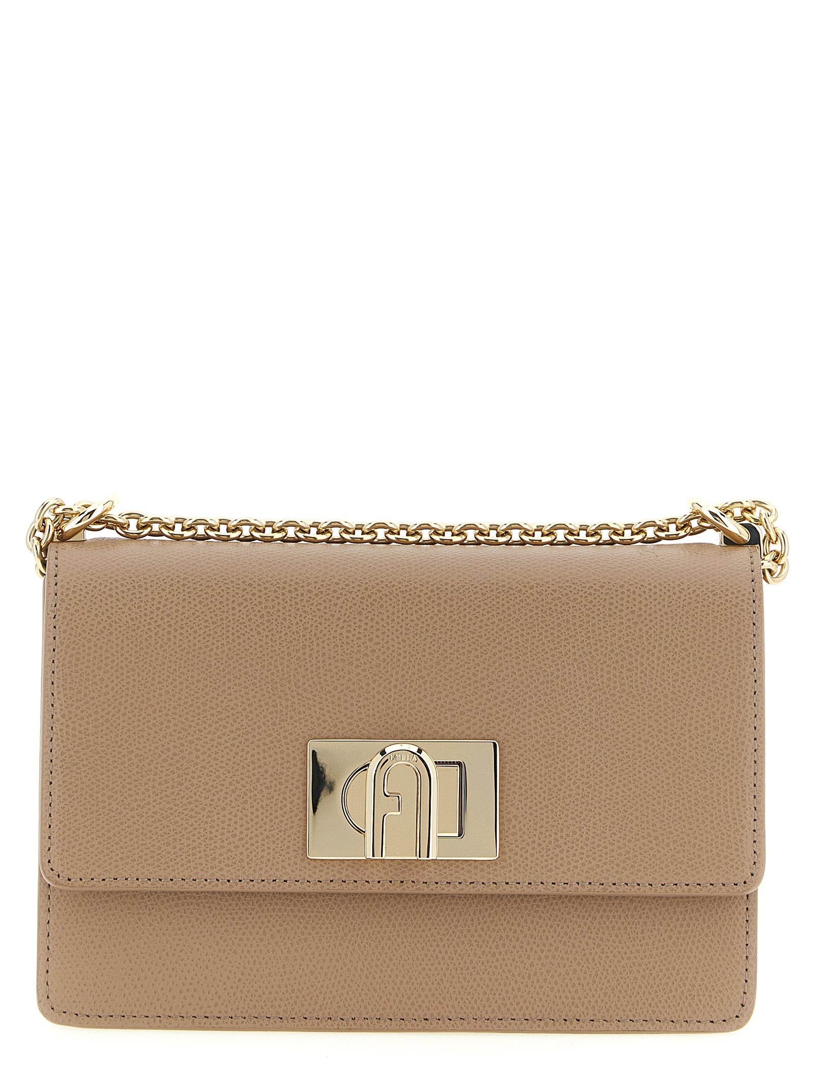 Furla 1927 Mini Beige Leather Shoulder Bag