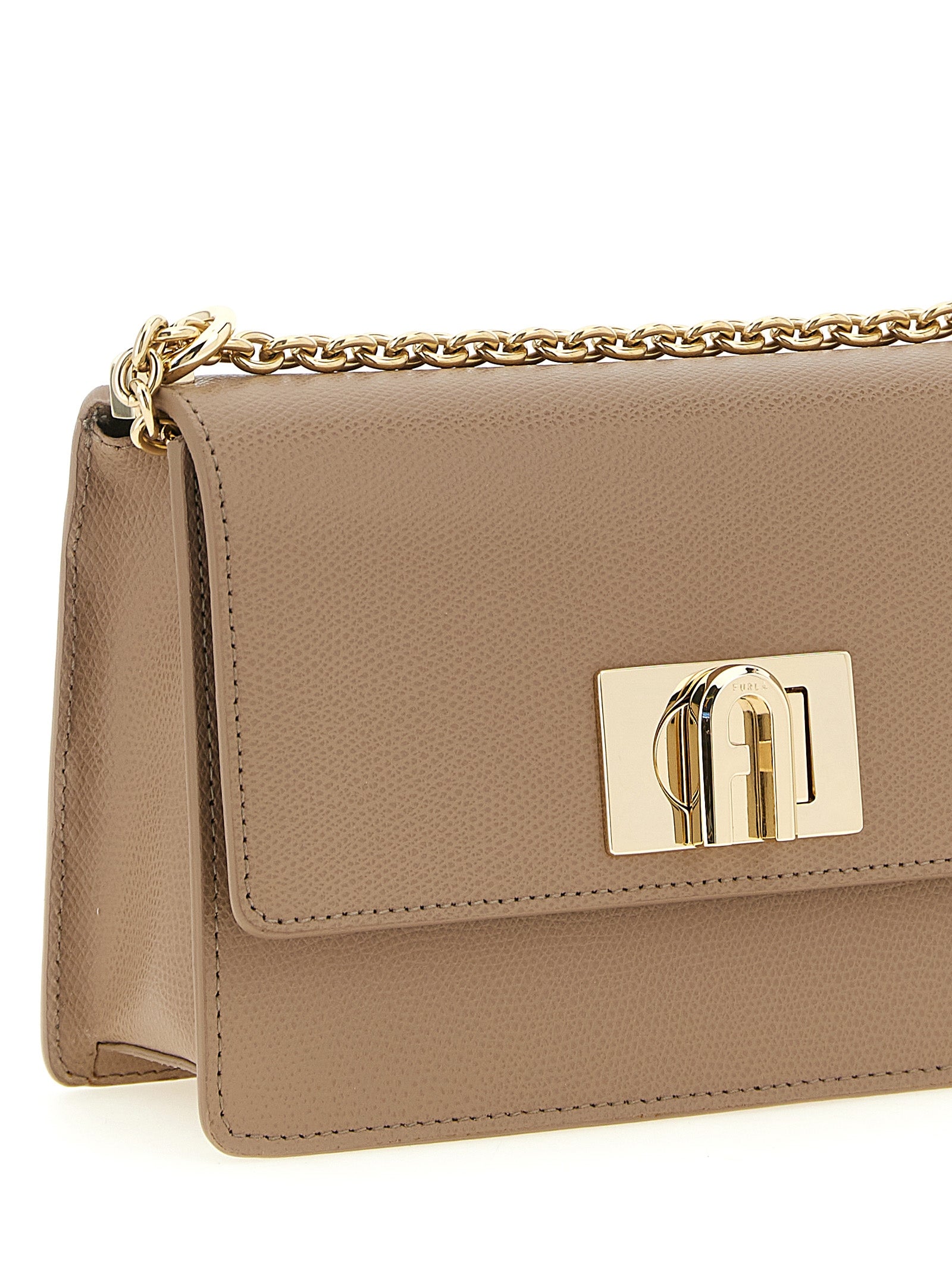 Furla 1927 Mini Beige Leather Shoulder Bag
