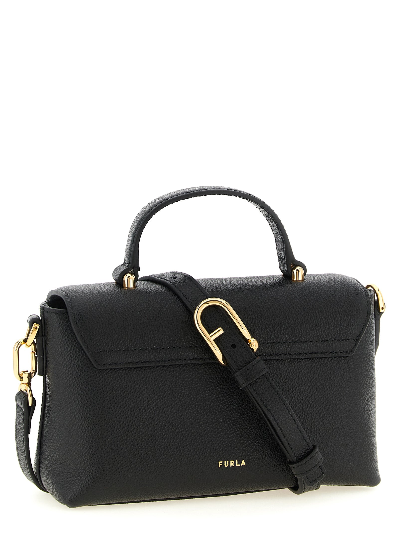 Furla Moonlight Mini Black Leather Top Handle Bag