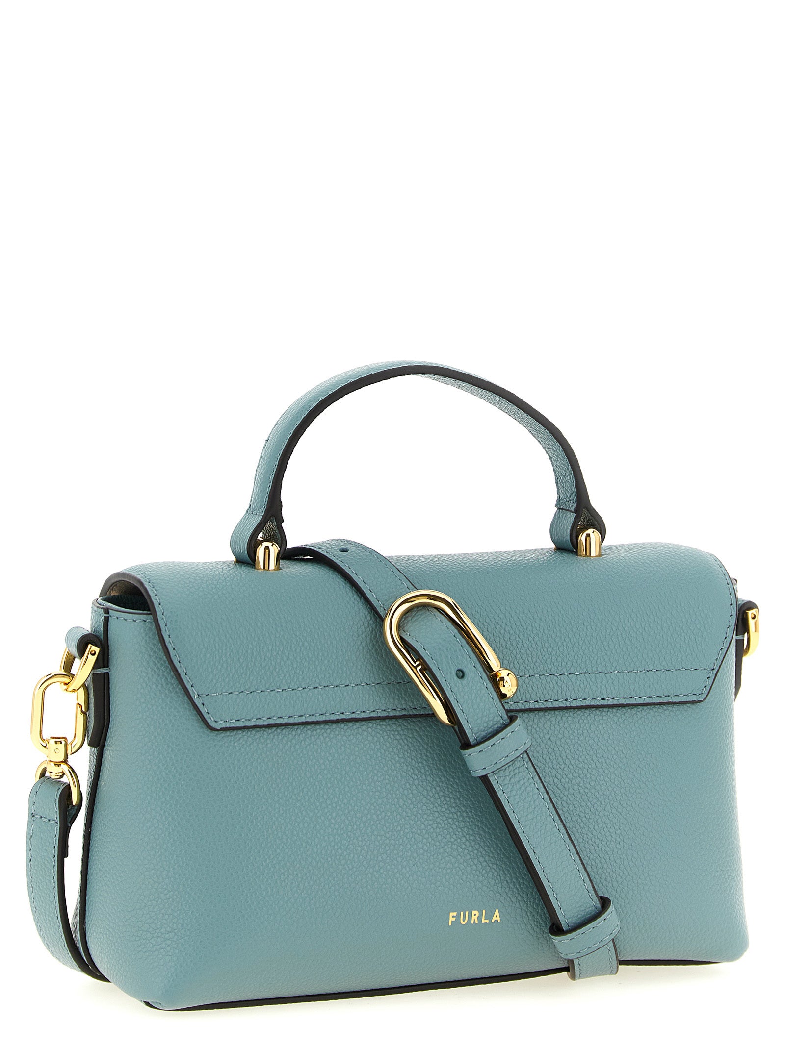 Furla Moonlight Mini Blue Leather Top Handle Bag