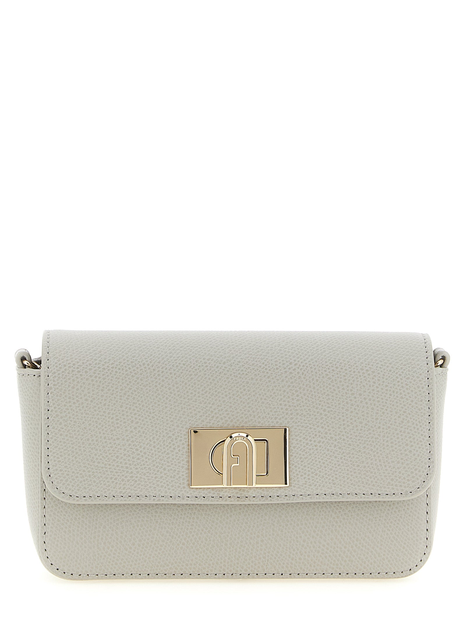 Furla 1927 Mini Leather Crossbody Bag Light Grey