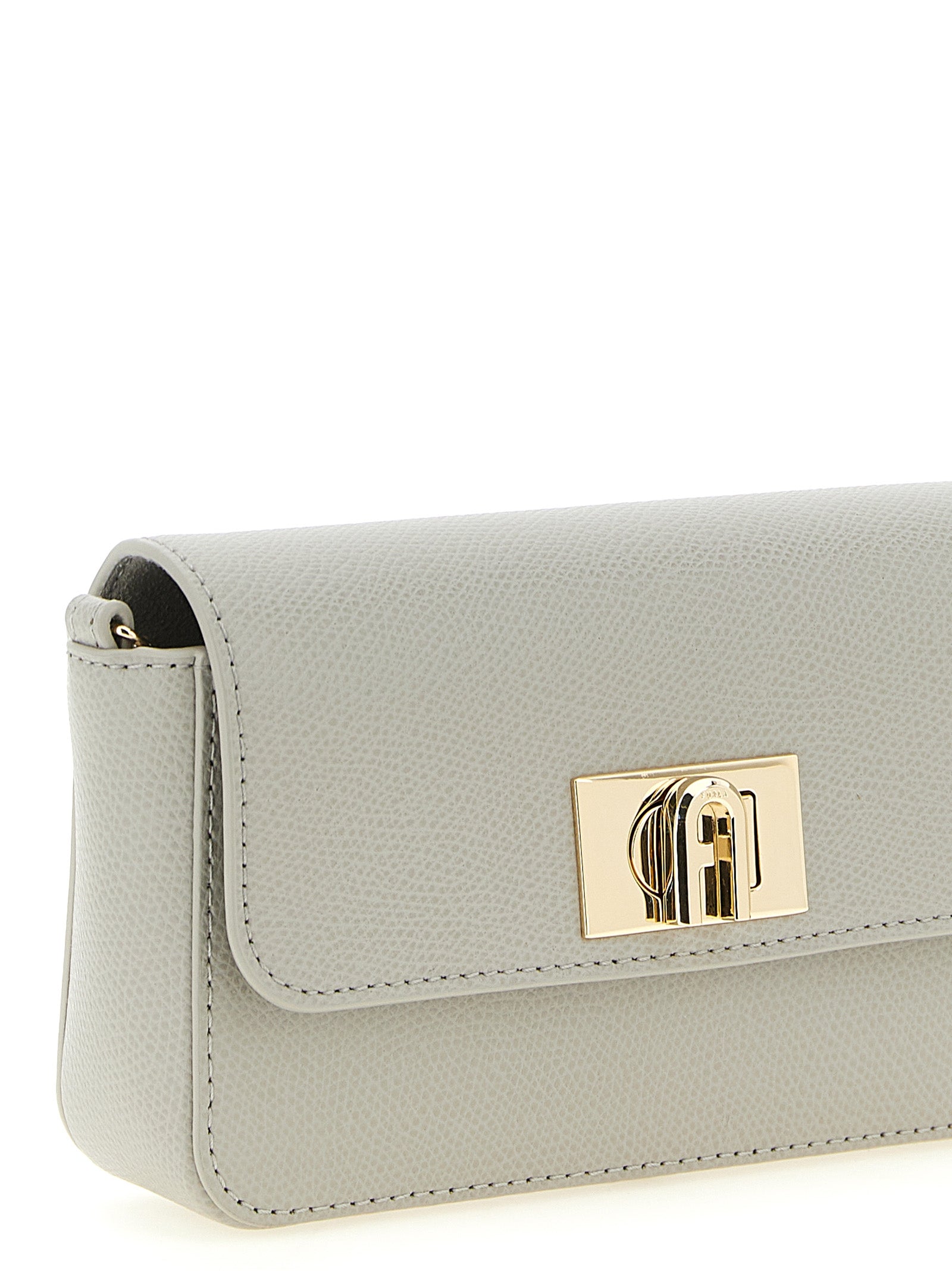 Furla 1927 Mini Leather Crossbody Bag Light Grey