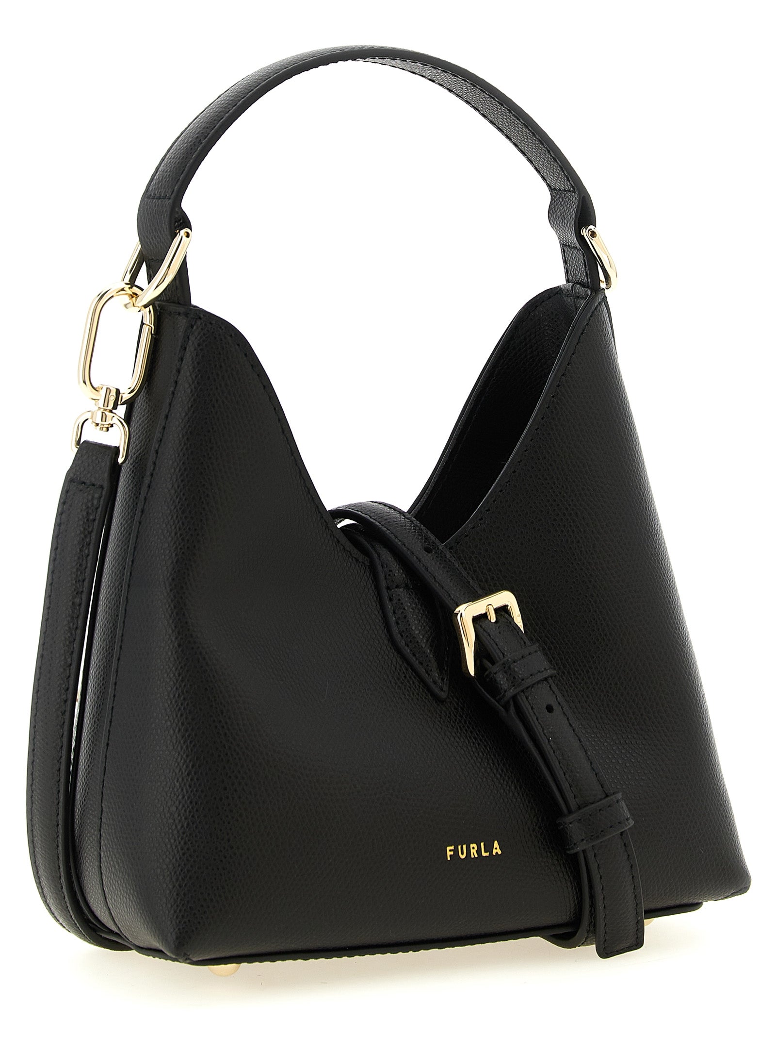 Furla Iride Mini Black Leather Shoulder Bag