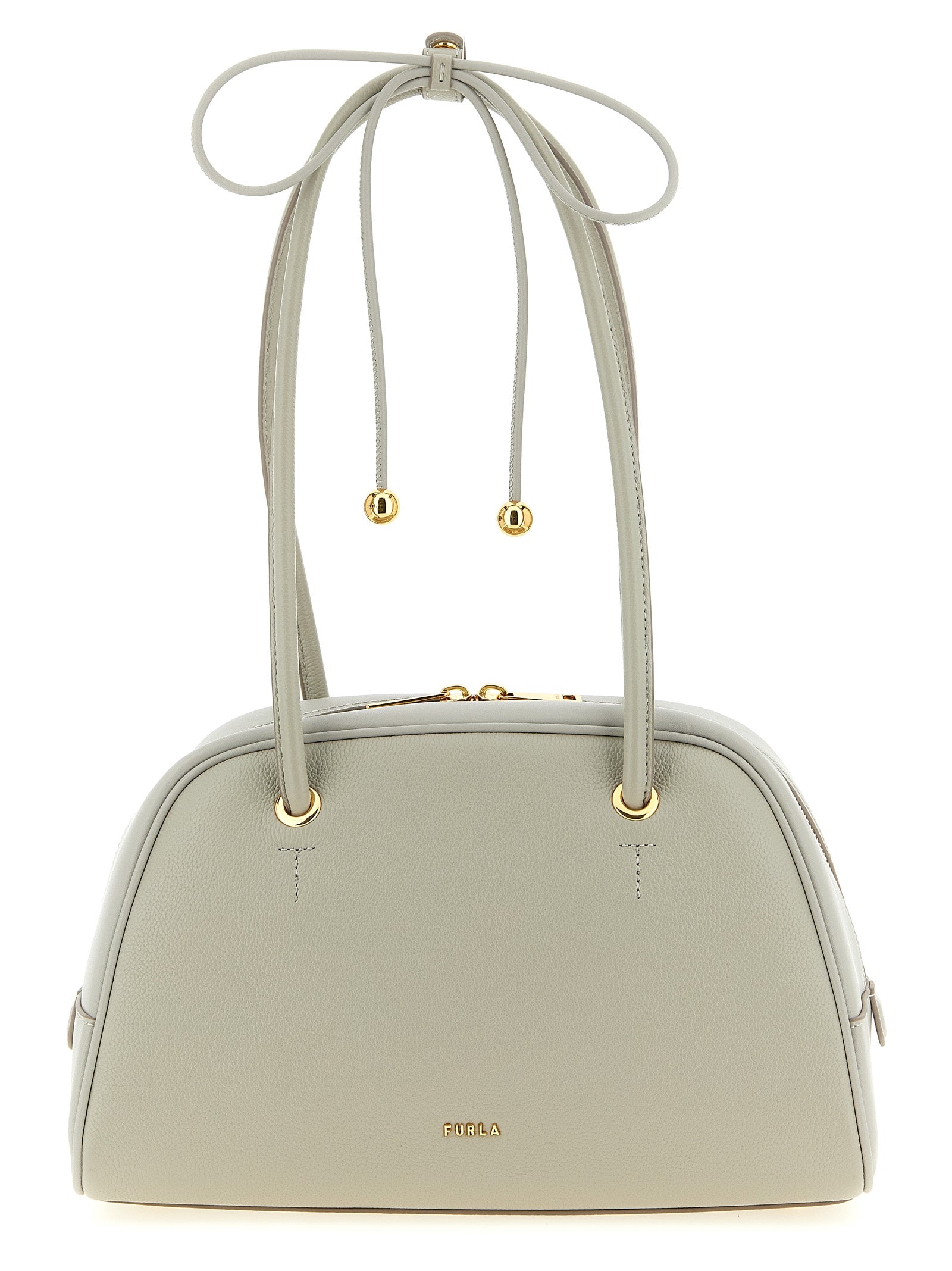 Furla Poppy M Urban Gray Leather Top Handle Bag