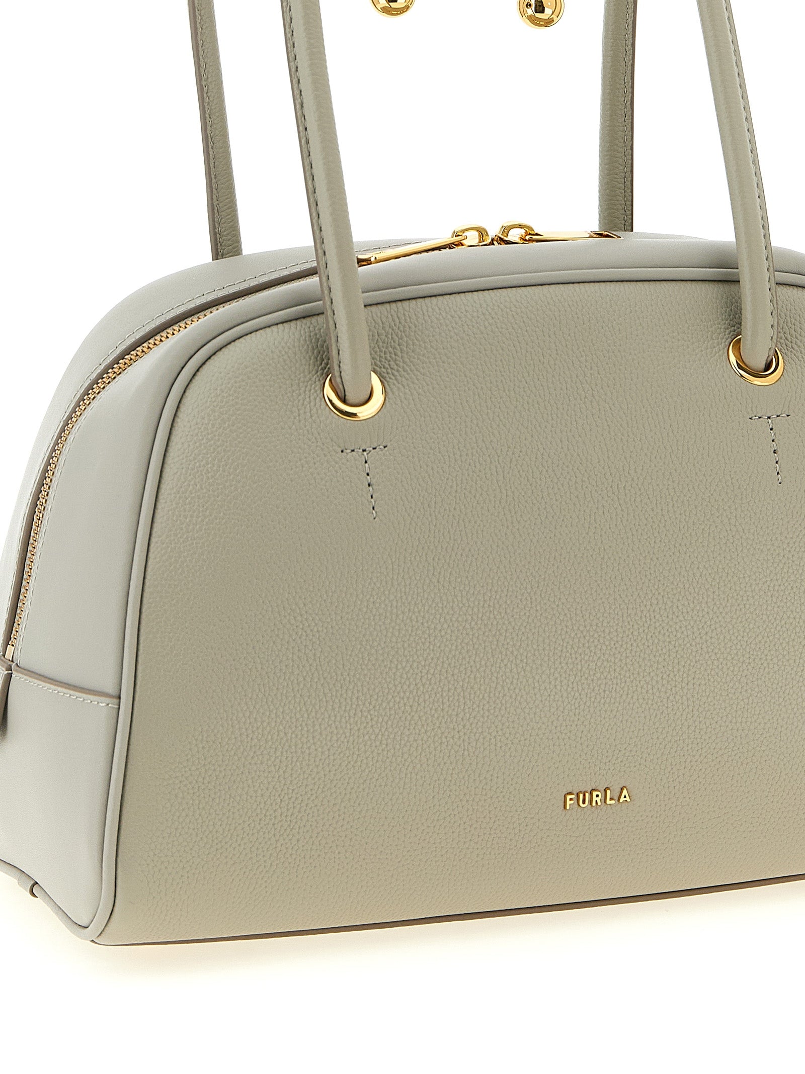 Furla Poppy M Urban Gray Leather Top Handle Bag