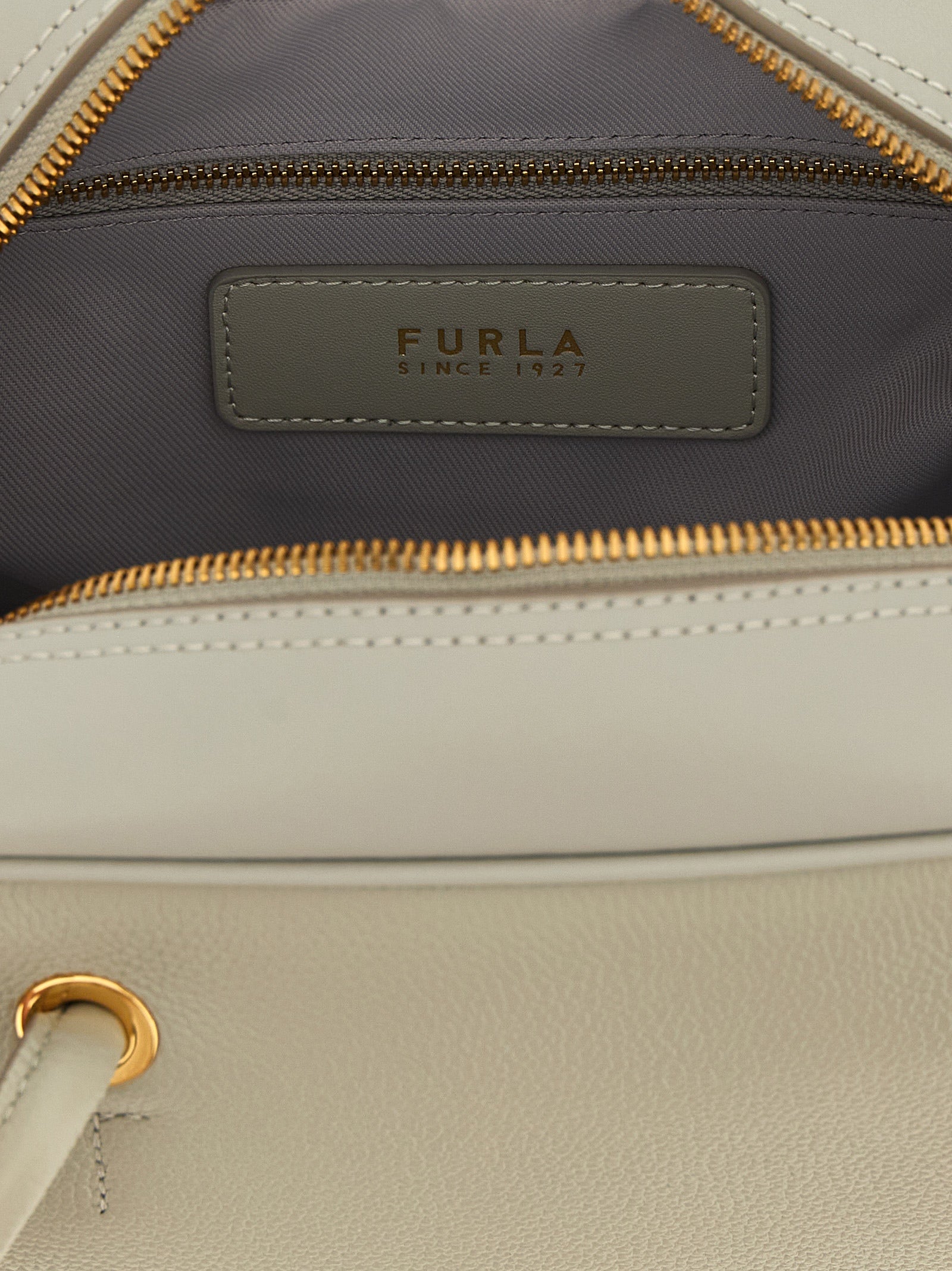 Furla Poppy M Urban Gray Leather Top Handle Bag
