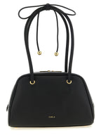 Furla Poppy M Black Leather Top Handle Bag