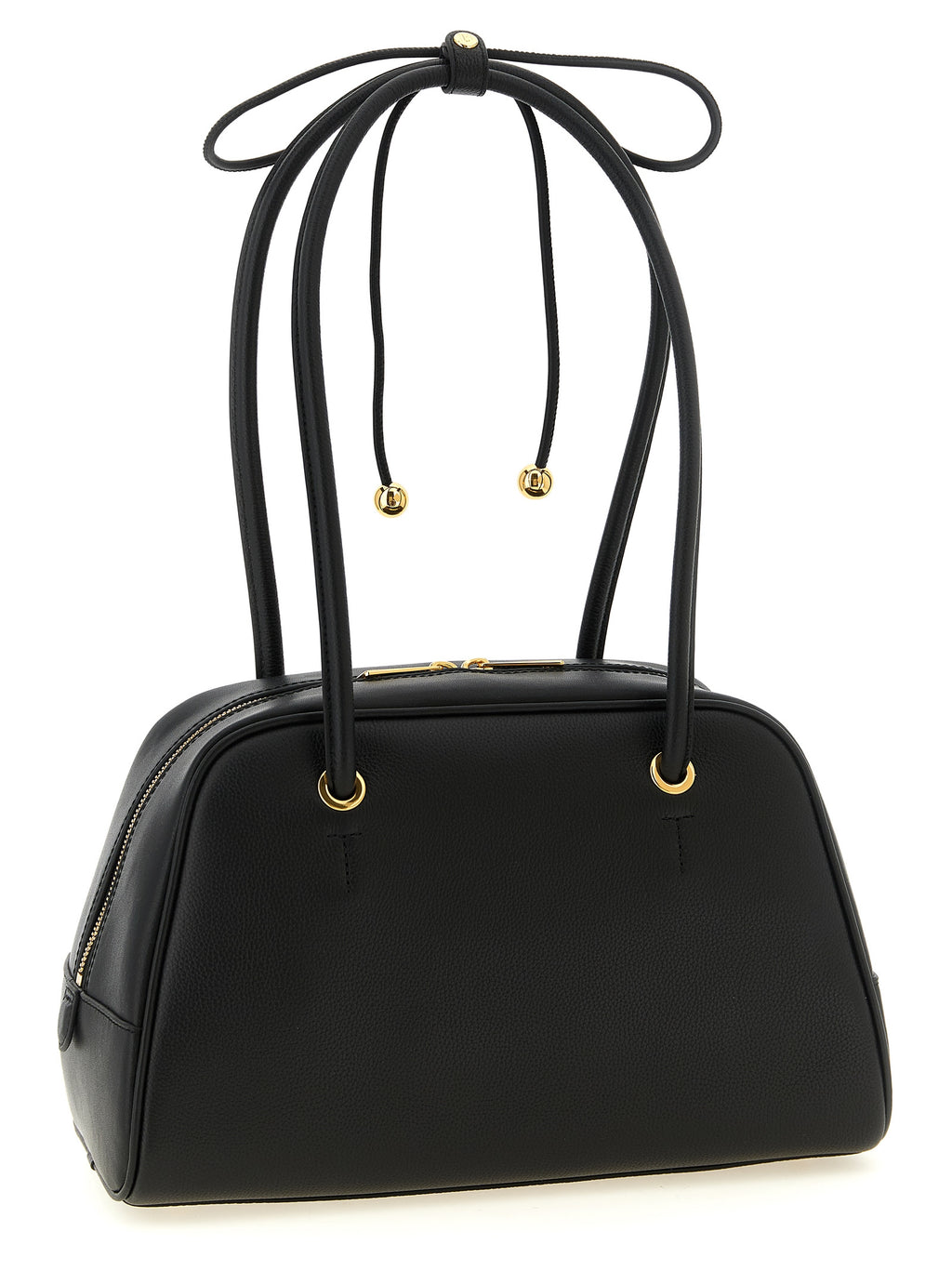 Furla Poppy M Black Leather Top Handle Bag