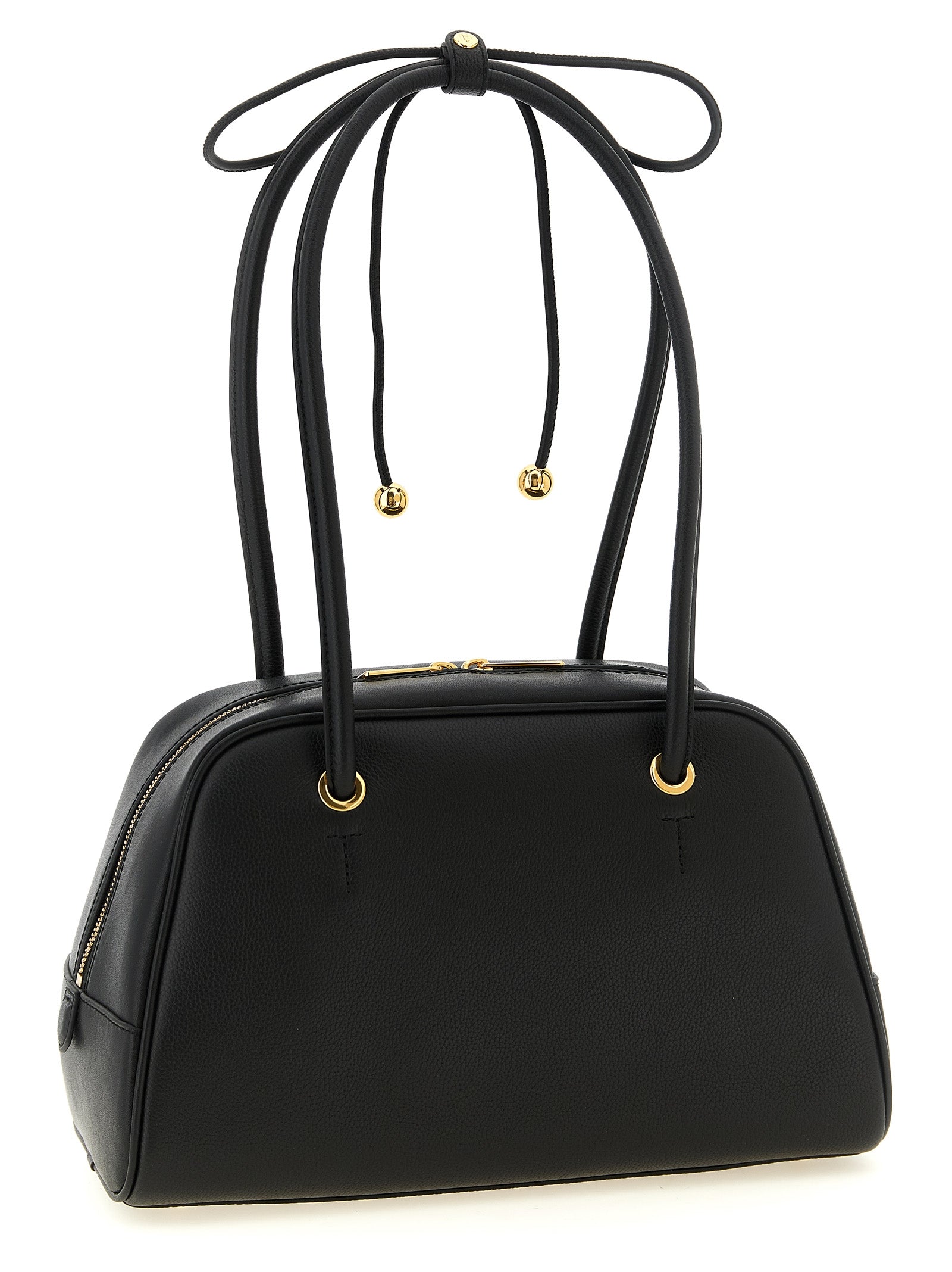Furla Poppy M Black Leather Top Handle Bag