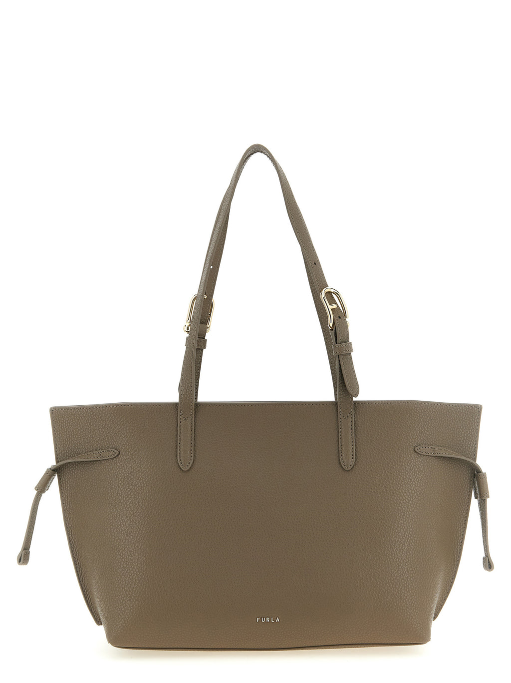 Furla Ava M Urban Gray Hammered Leather Tote Bag