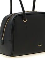 Furla Poppy M Black Leather Top Handle Bag