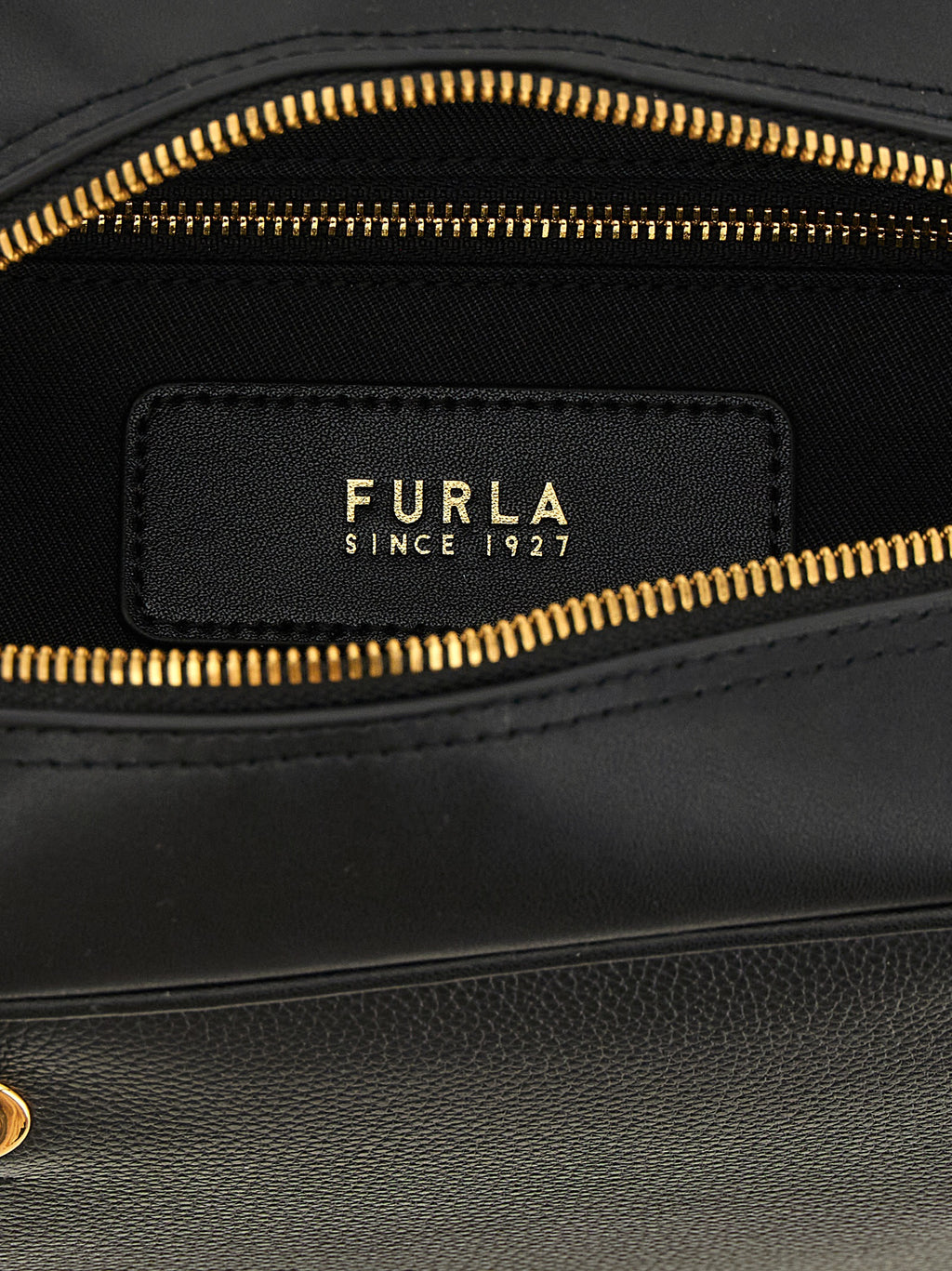 Furla Poppy M Black Leather Top Handle Bag