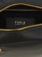 Furla Poppy M Black Leather Top Handle Bag
