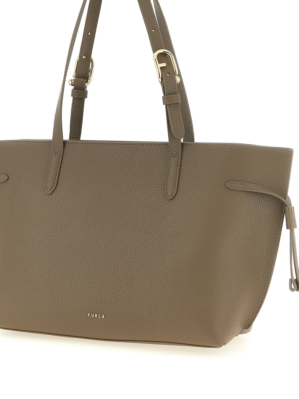 Furla Ava M Urban Gray Hammered Leather Tote Bag