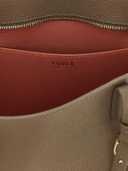 Furla Ava M Urban Gray Hammered Leather Tote Bag
