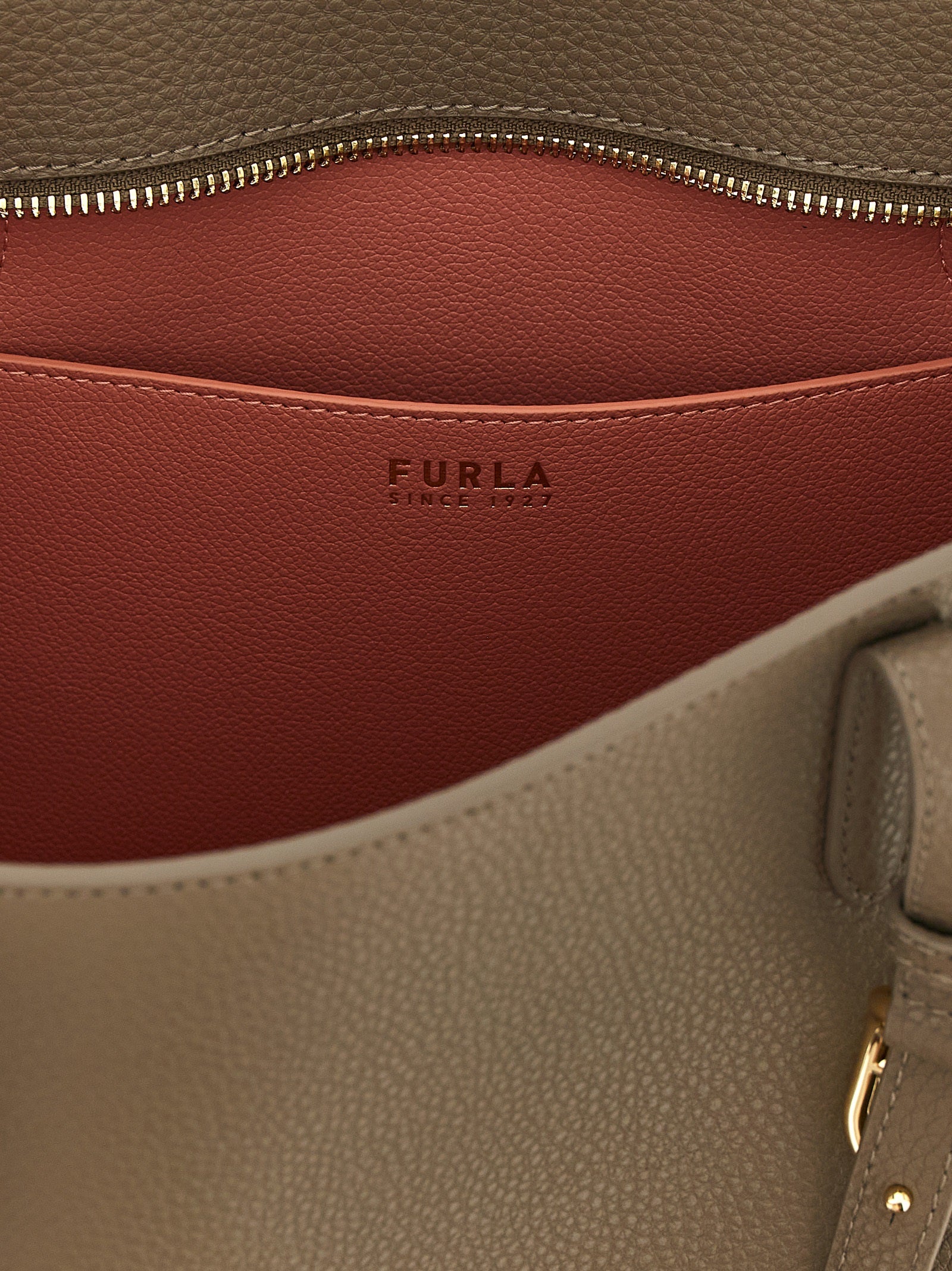 Furla Ava M Urban Gray Hammered Leather Tote Bag