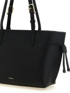 Furla Ava M Black Hammered Leather Tote Bag