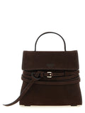 Moschino Tie Me Nubuck Leather Top Handle Bag Brown