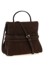 Moschino Tie Me Nubuck Leather Top Handle Bag Brown