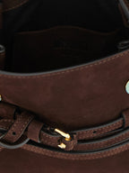 Moschino Tie Me Nubuck Leather Top Handle Bag Brown