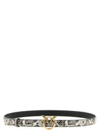 PINKO Love Berry Python Print Belt Multicolor Grey Black