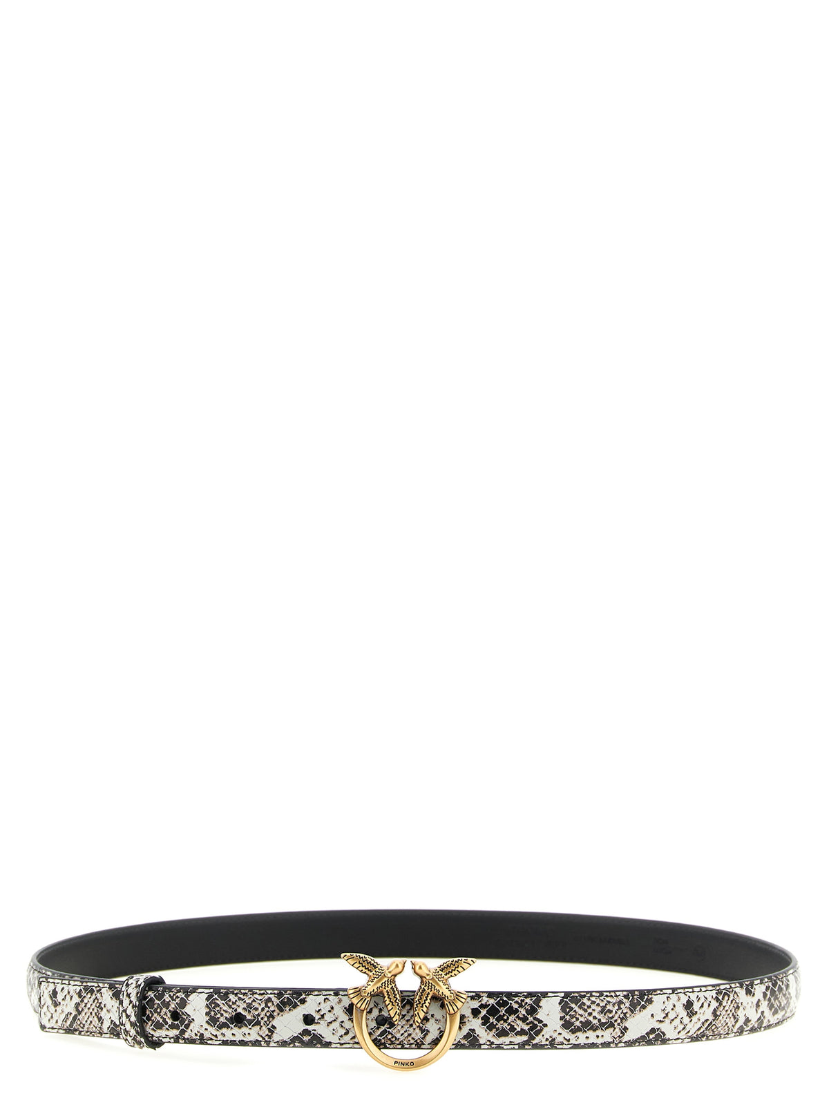 PINKO Love Berry Python Print Belt Multicolor Grey Black