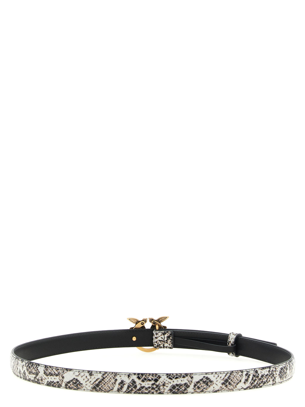PINKO Love Berry Python Print Belt Multicolor Grey Black