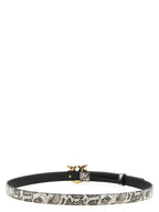 PINKO Love Berry Python Print Belt Multicolor Grey Black