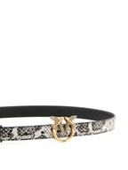 PINKO Love Berry Python Print Belt Multicolor Grey Black