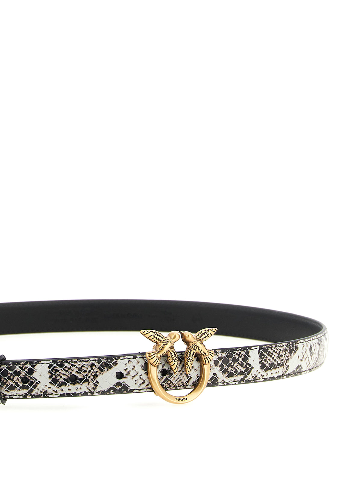 PINKO Love Berry Python Print Belt Multicolor Grey Black