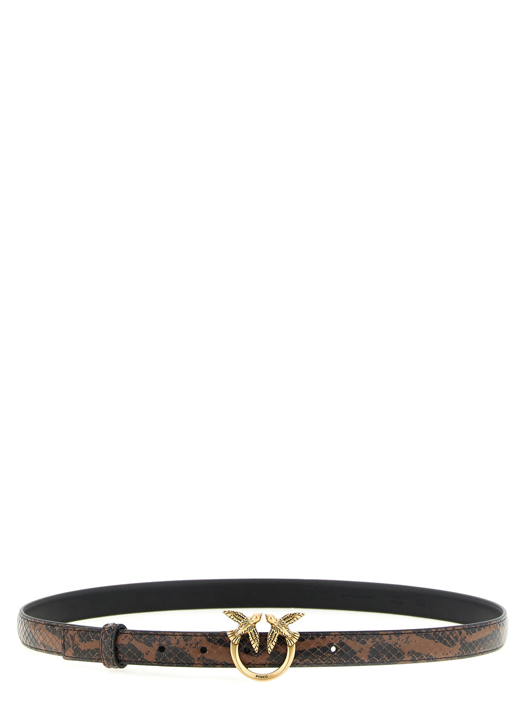 PINKO Love Berry Python Print Belt Multicolor Brown Black