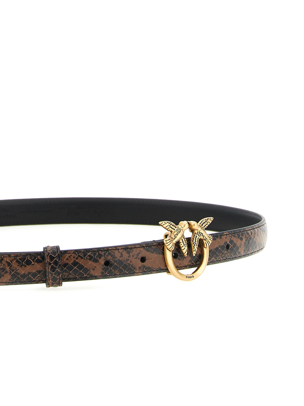 PINKO Love Berry Python Print Belt Multicolor Brown Black