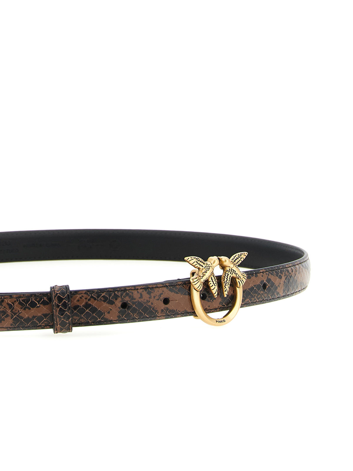 PINKO Love Berry Python Print Belt Multicolor Brown Black