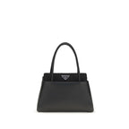 Prada Triangle Logo Leather Top Handle Bag Black