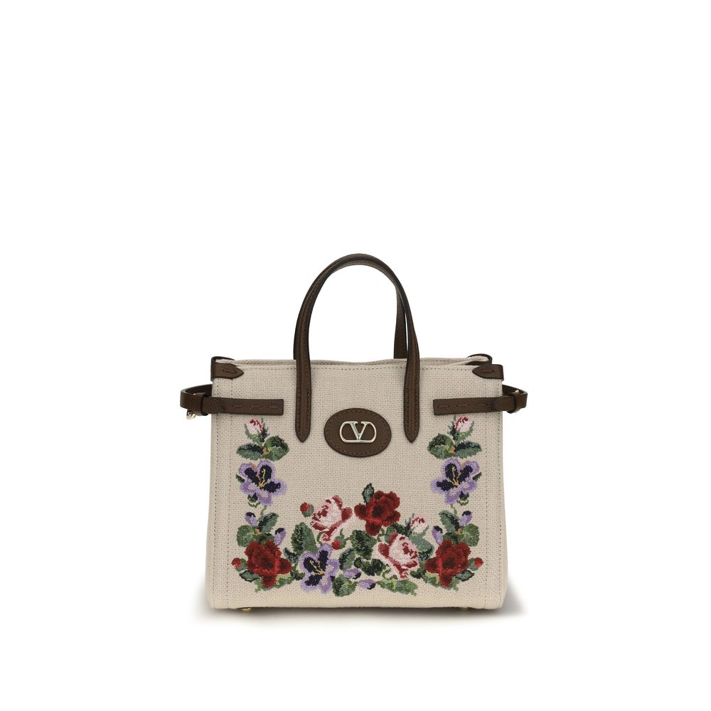 Valentino Garavani Antibes Mini Top Handle Bag Natural Floral