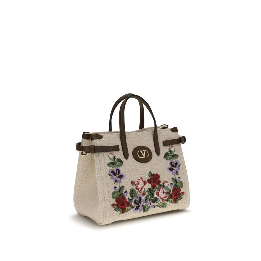 Valentino Garavani Antibes Mini Top Handle Bag Natural Floral
