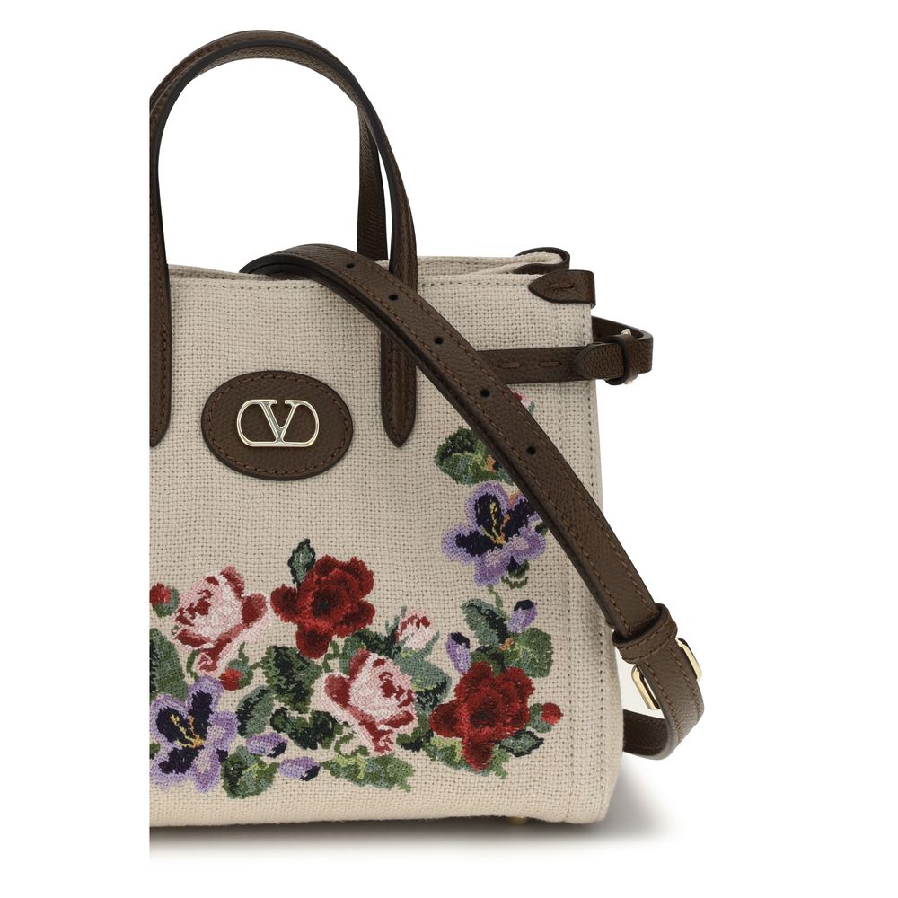 Valentino Garavani Antibes Mini Top Handle Bag Natural Floral