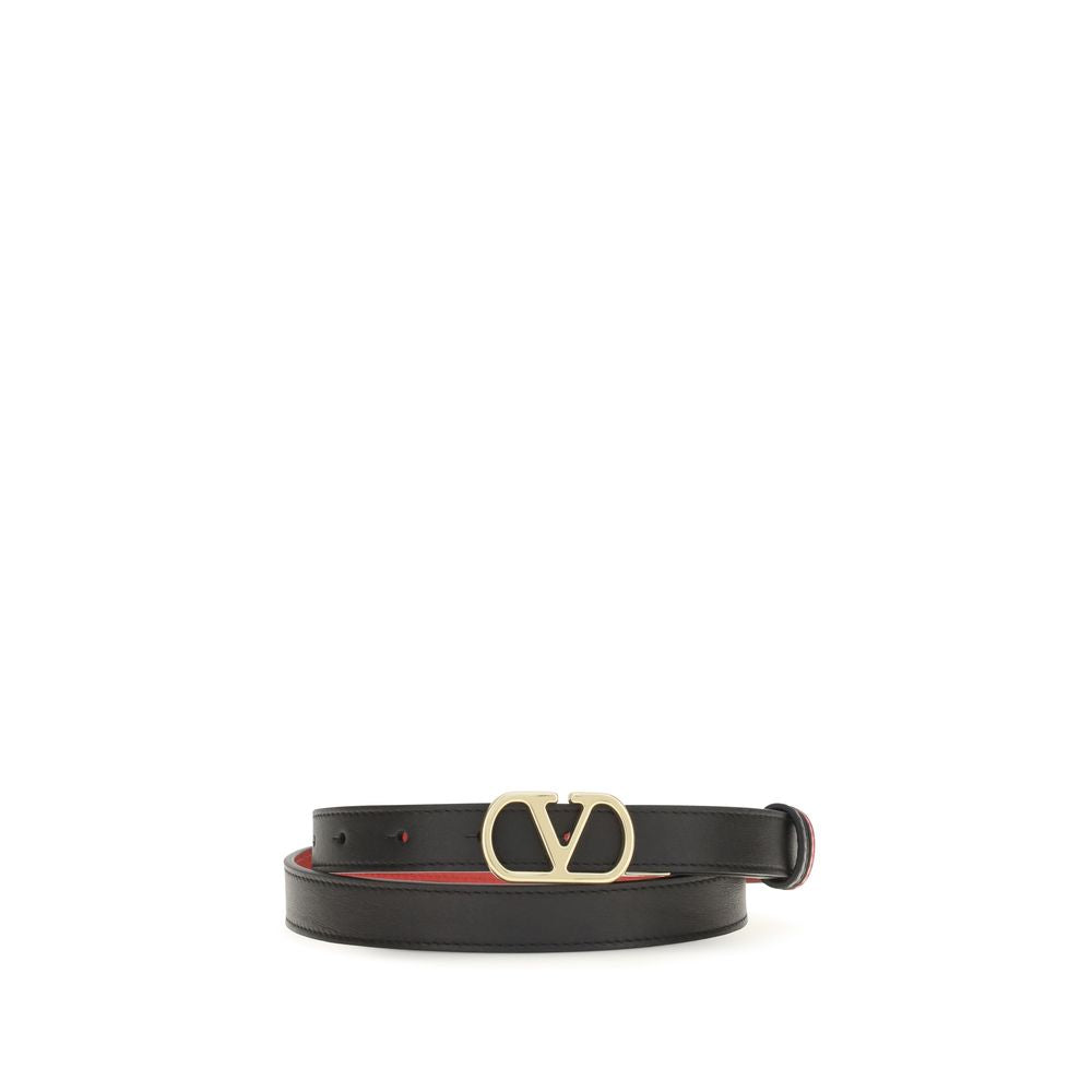 Valentino Garavani VLogo Reversible Leather Belt Black / Red