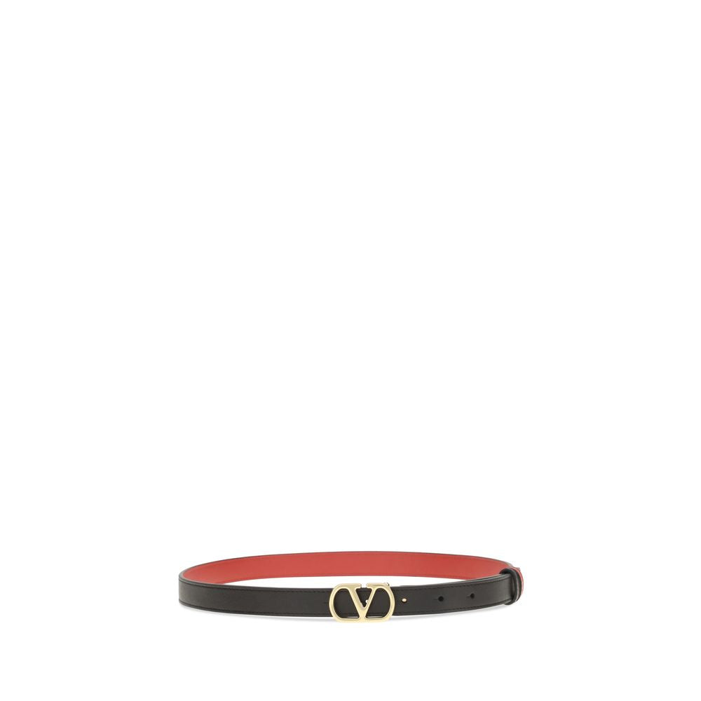 Valentino Garavani VLogo Reversible Leather Belt Black / Red