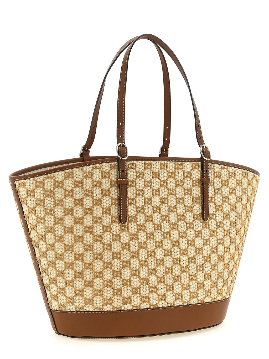 Gucci Woven Large Tote Bag Natural Brown