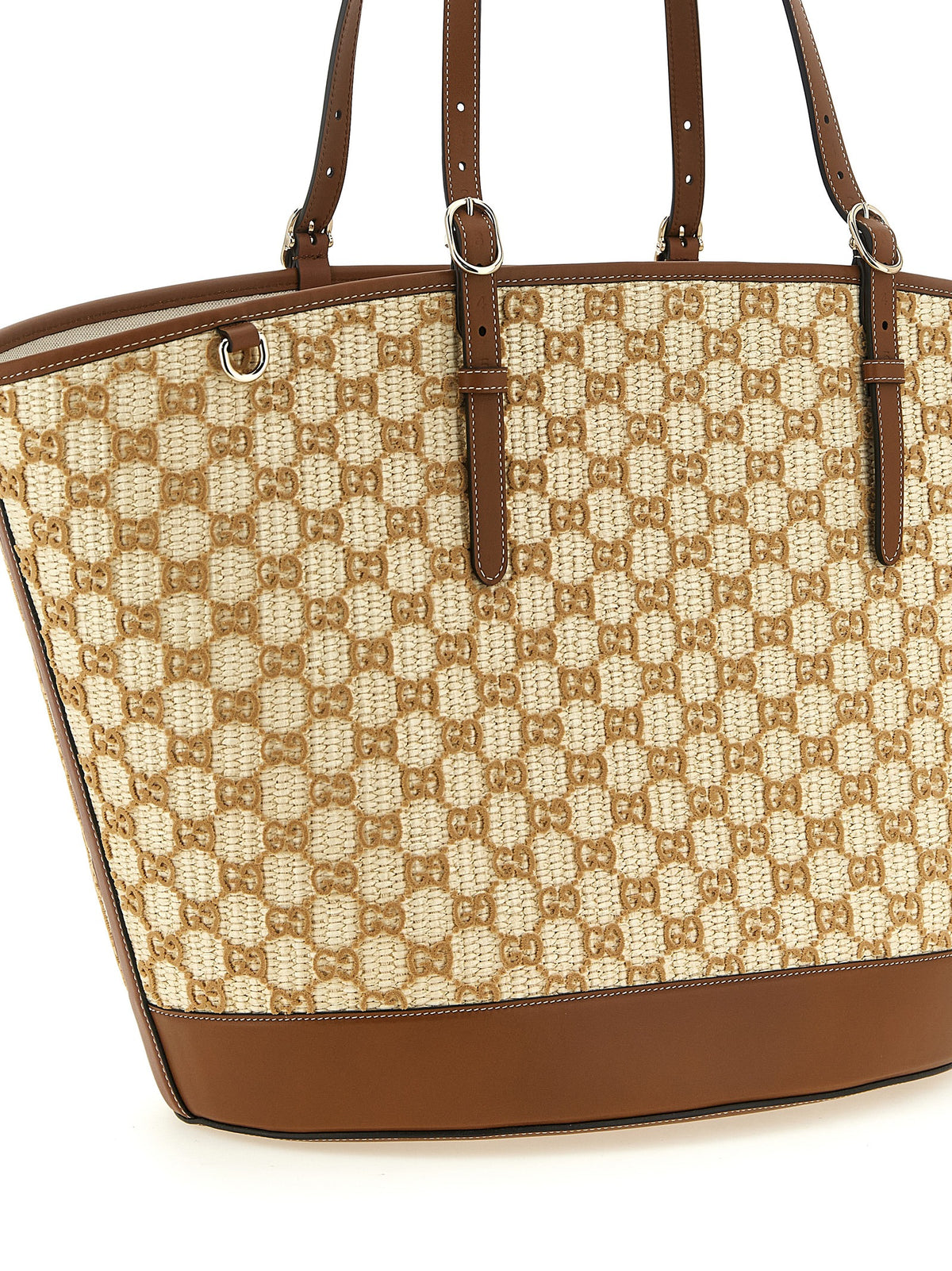 Gucci Woven Large Tote Bag Natural Brown