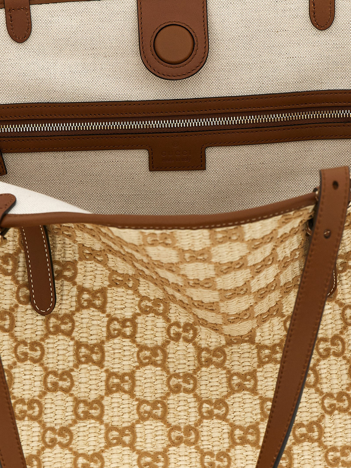 Gucci Woven Large Tote Bag Natural Brown