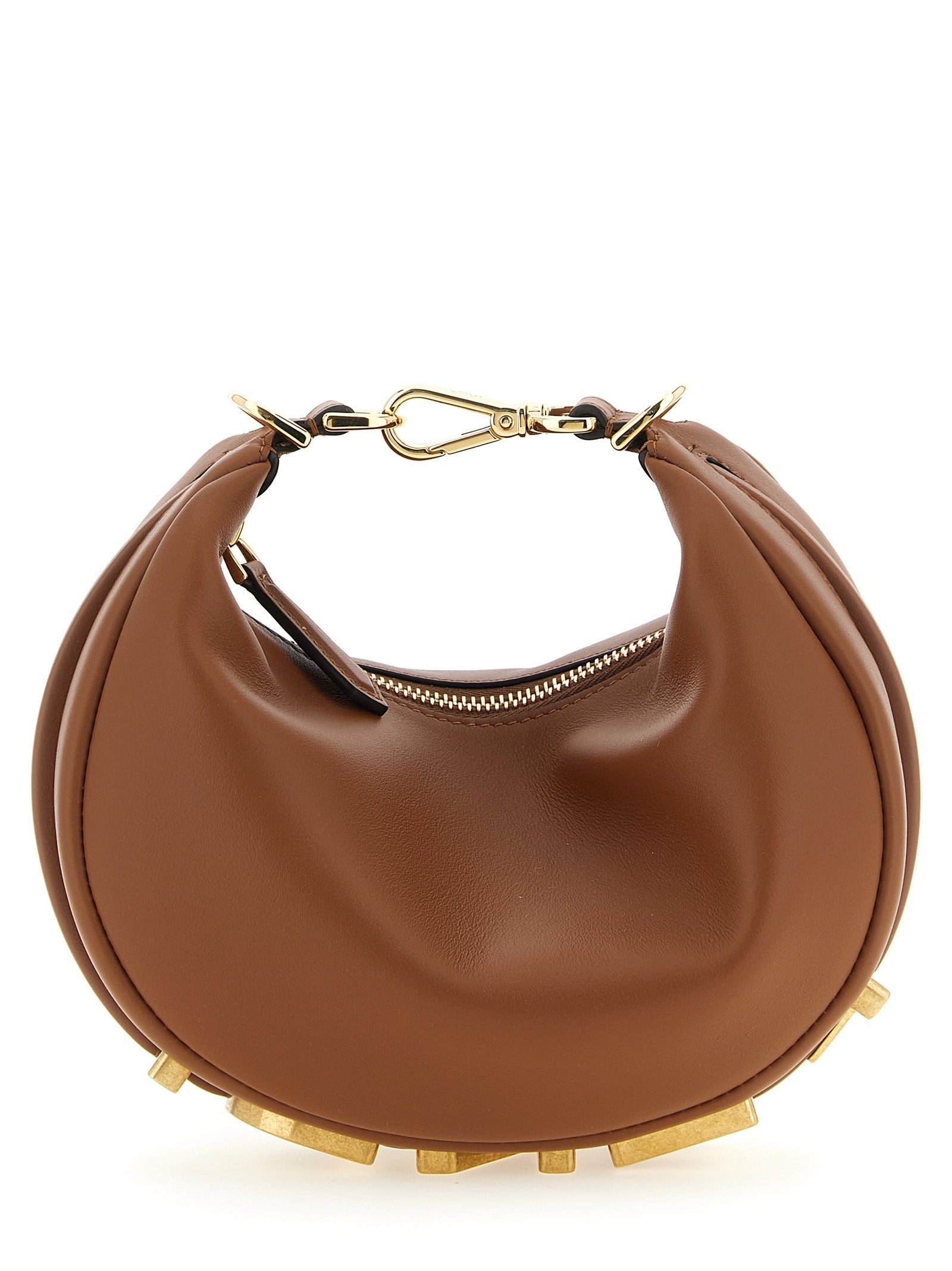 Fendi Fendigraphy Mini Brown Leather Hobo Bag