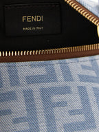 Fendi Fendigraphy Mini FF Denim Hobo Bag Light Blue