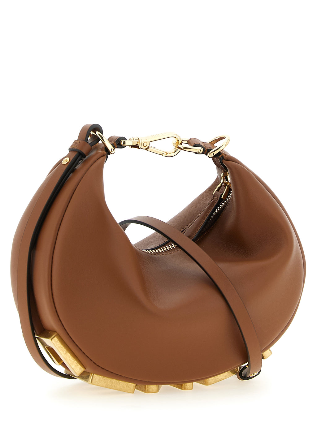 Fendi Fendigraphy Mini Brown Leather Hobo Bag