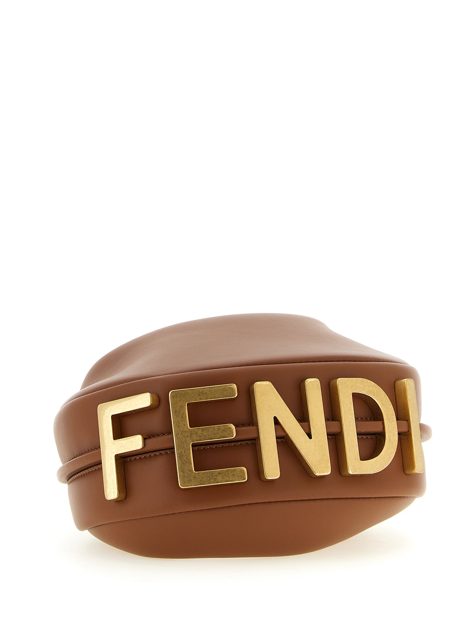 Fendi Fendigraphy Mini Brown Leather Hobo Bag