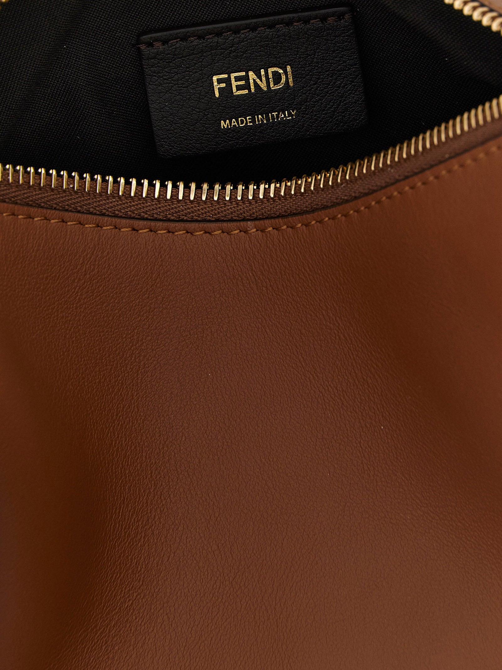 Fendi Fendigraphy Mini Brown Leather Hobo Bag