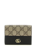 Gucci GG Marmont Mini GG Supreme Wallet Beige and Black