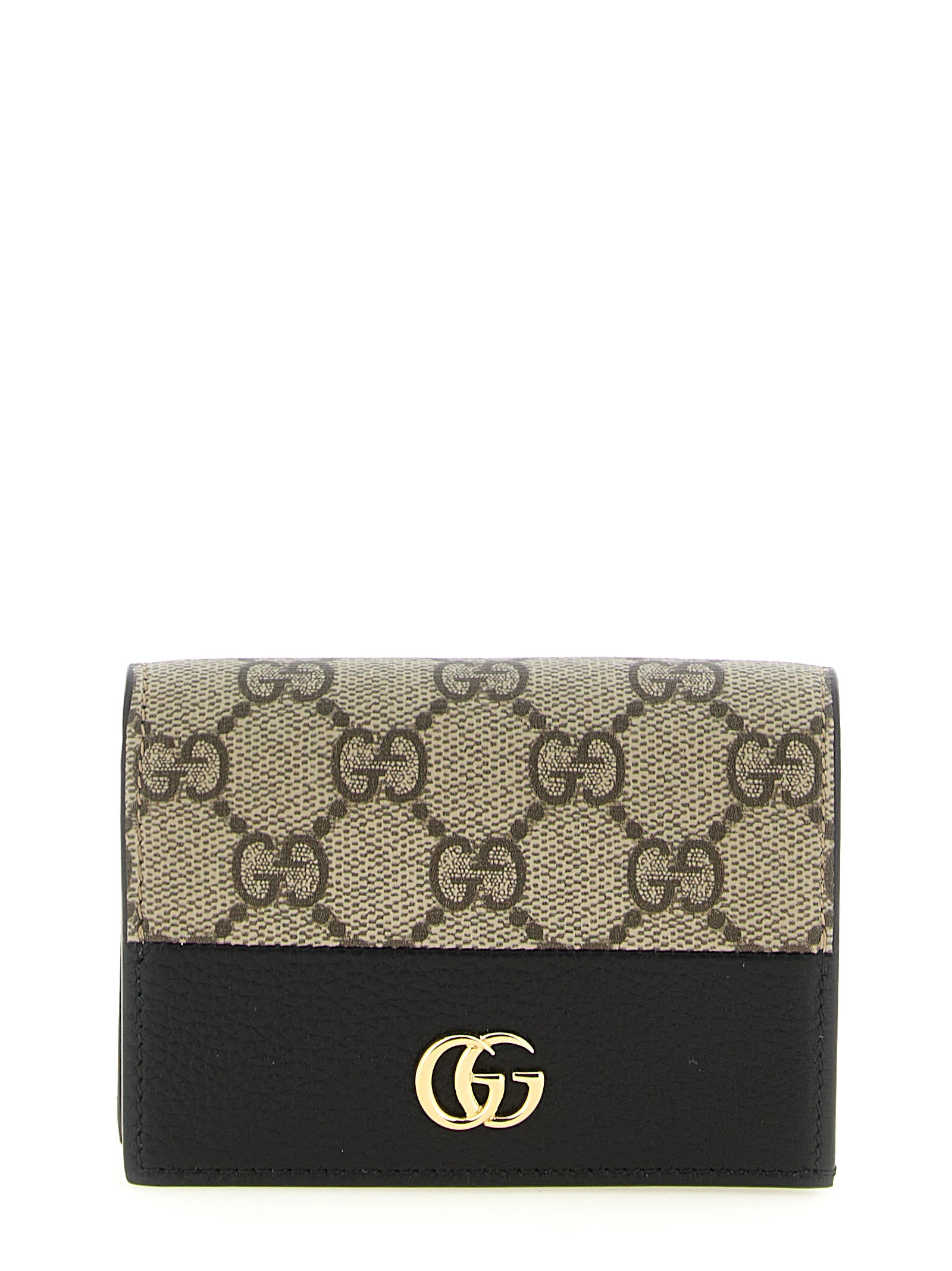 Gucci GG Marmont Mini GG Supreme Wallet Beige and Black