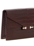 Tom Ford Aube Mini Croc-Embossed Leather Clutch Bag Bordeaux